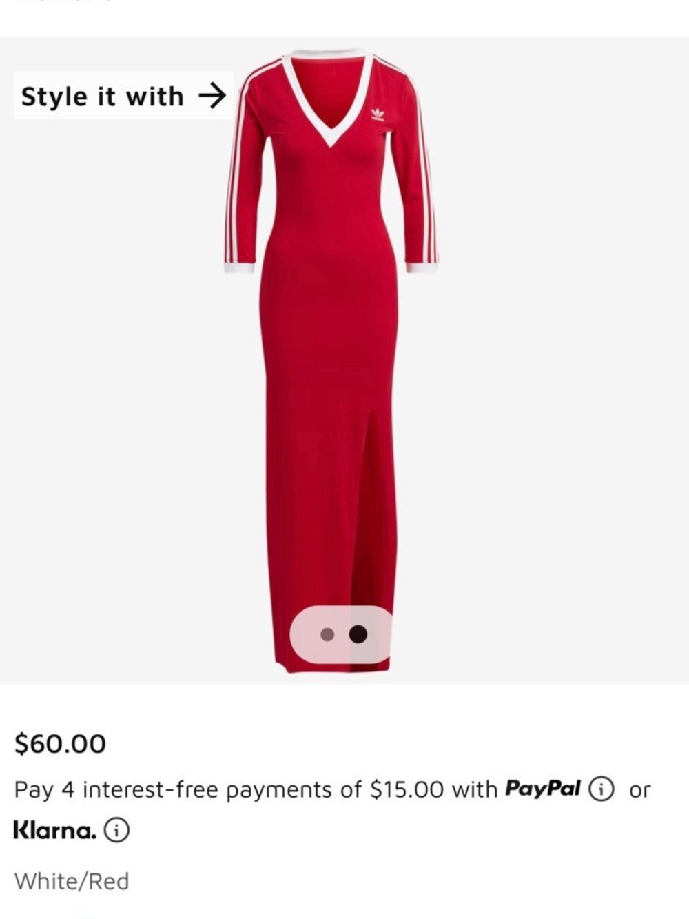 Adidas Red Maxi Dress with slit - Picture 4 of 5
